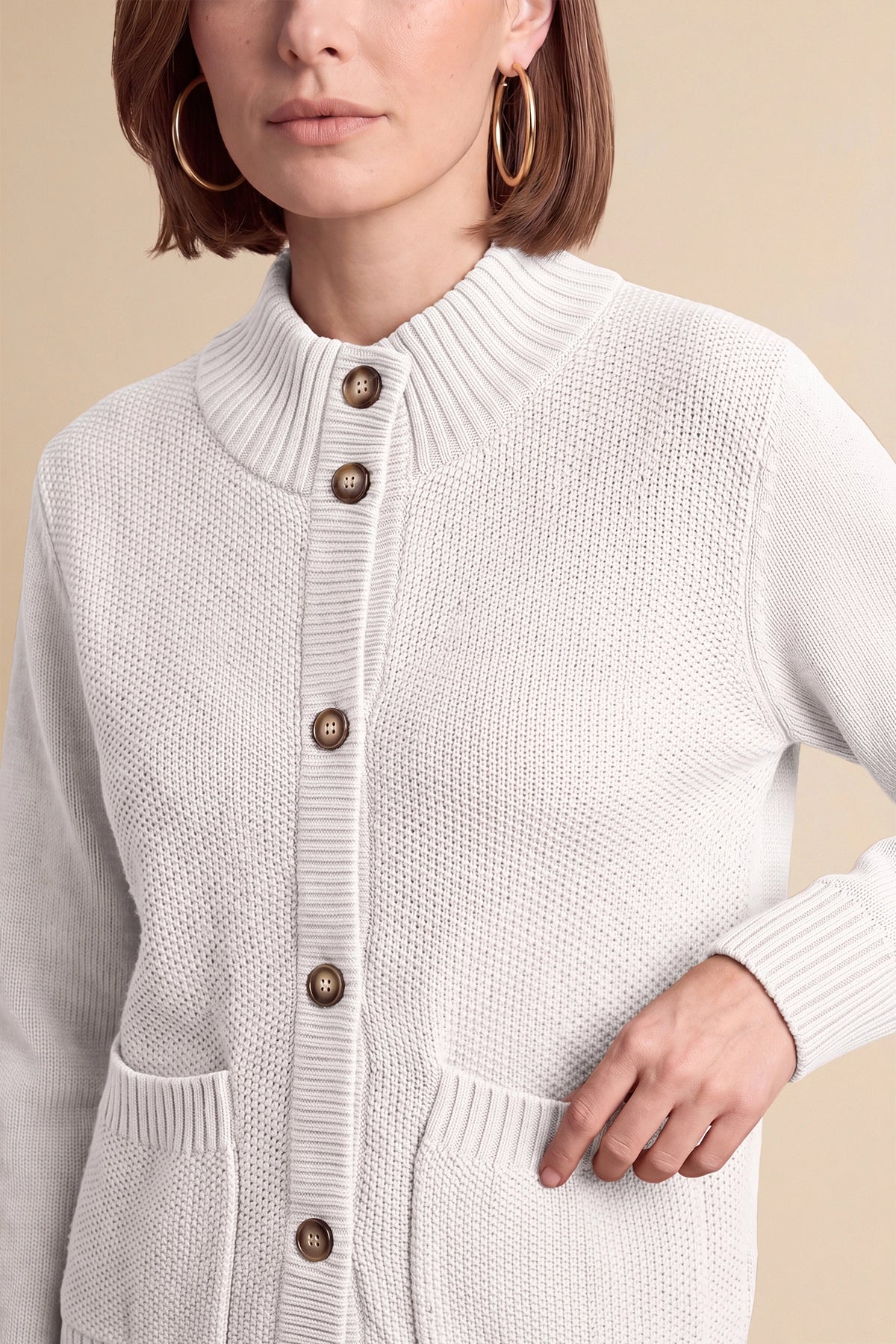 Womens White Chunky Sweaters Cardigan | Cicy Bell