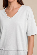 Womens White Summer V Neck T Shirts | CicyBell