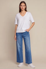 Womens White Summer V Neck T Shirts | CicyBell