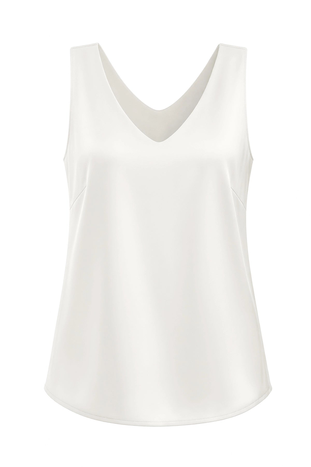 Womens White V Neck Satin Tank Tops  | CicyBell