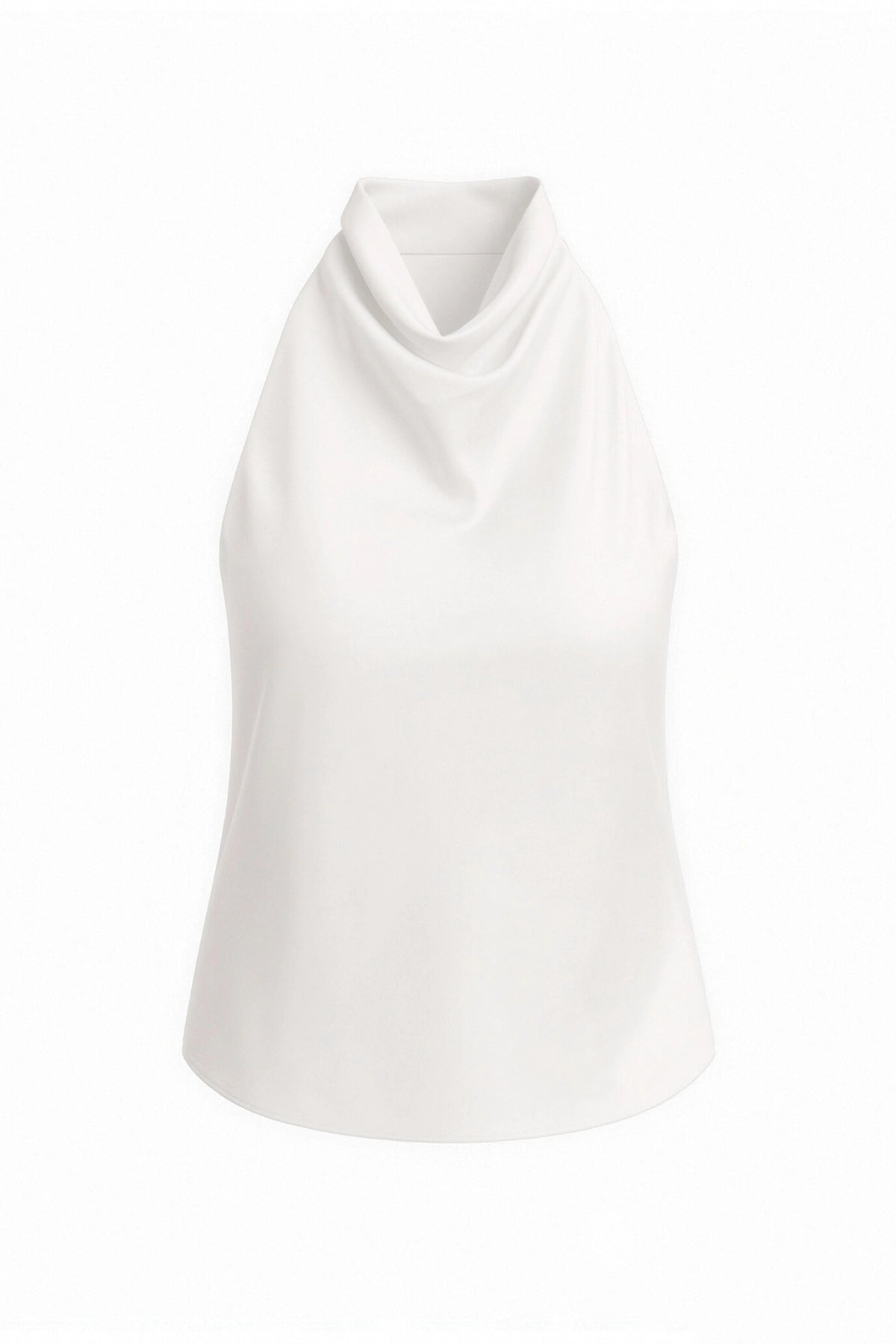 Women White Summer Satin Halter Tank Tops | CicyBell