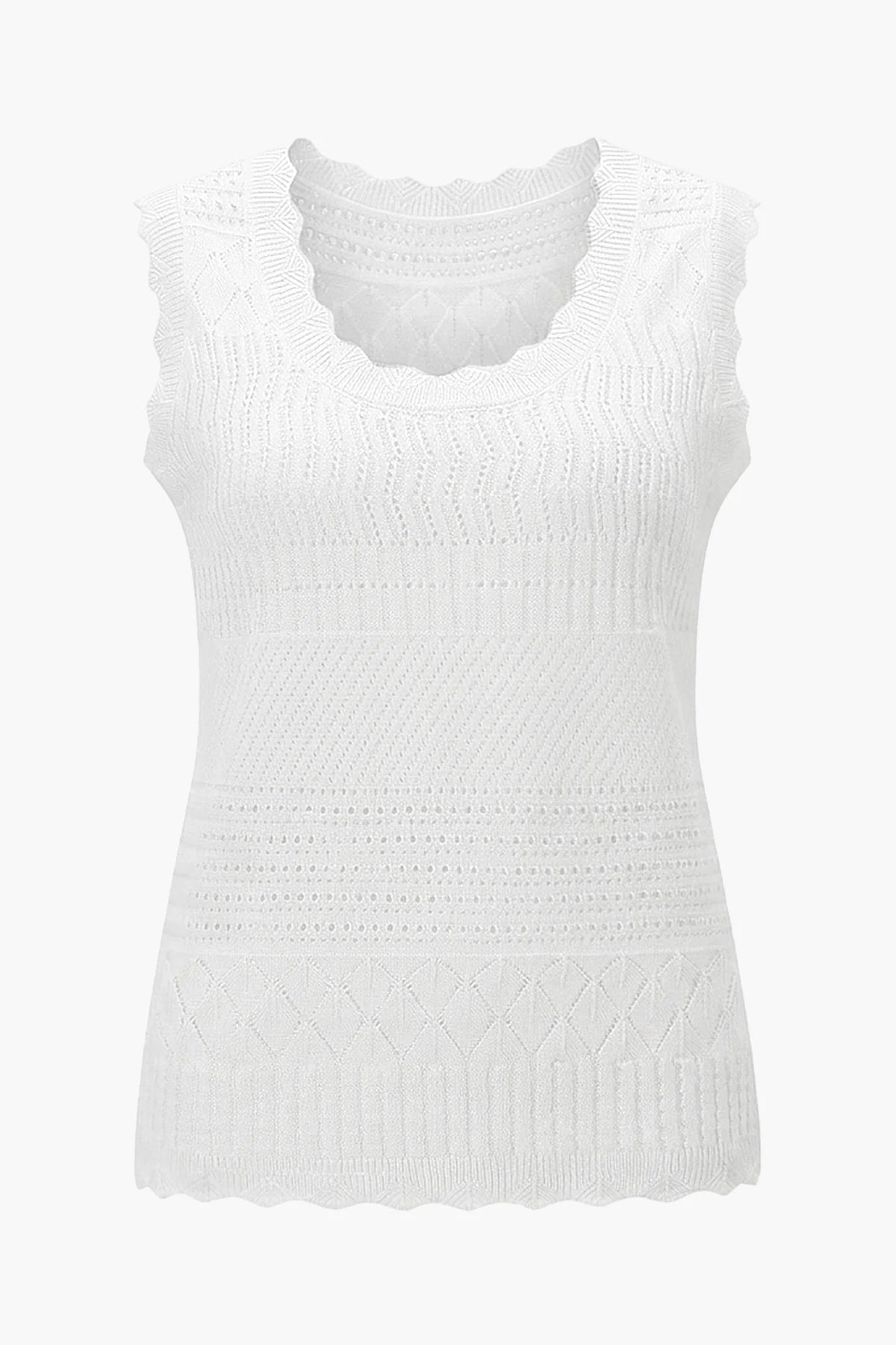 Womens White Summer Crochet Tank Tops | CicyBell
