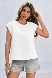 Cicy Bell Womens White Cap Sleeve Shirts
