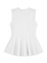 Womens White Pleated Peplum Tank Tops | CicyBell