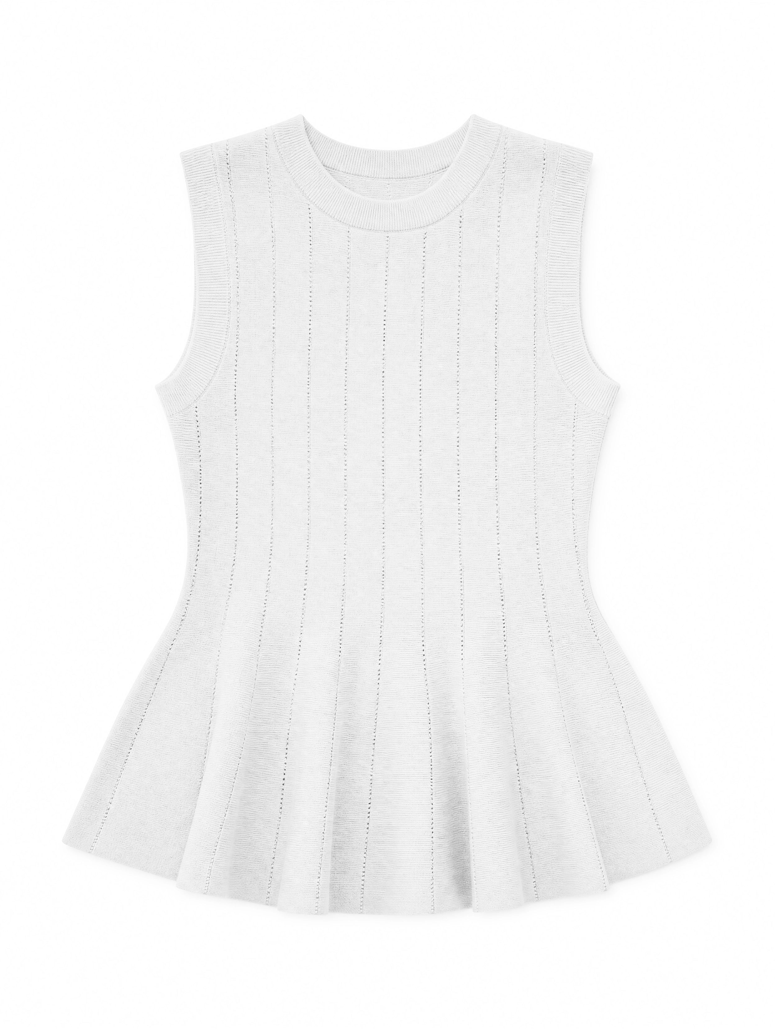 Womens White Pleated Peplum Tank Tops | CicyBell