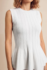 Womens White Pleated Peplum Tank Tops | CicyBell