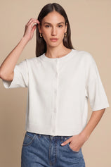 Cicy Bell Womens White Cardigan Tops