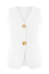 Cicy Bell Womens White V Neck Vest Tops