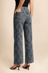 Womens White Leopard Print High Waisted Baggy Jeans | CicyBell