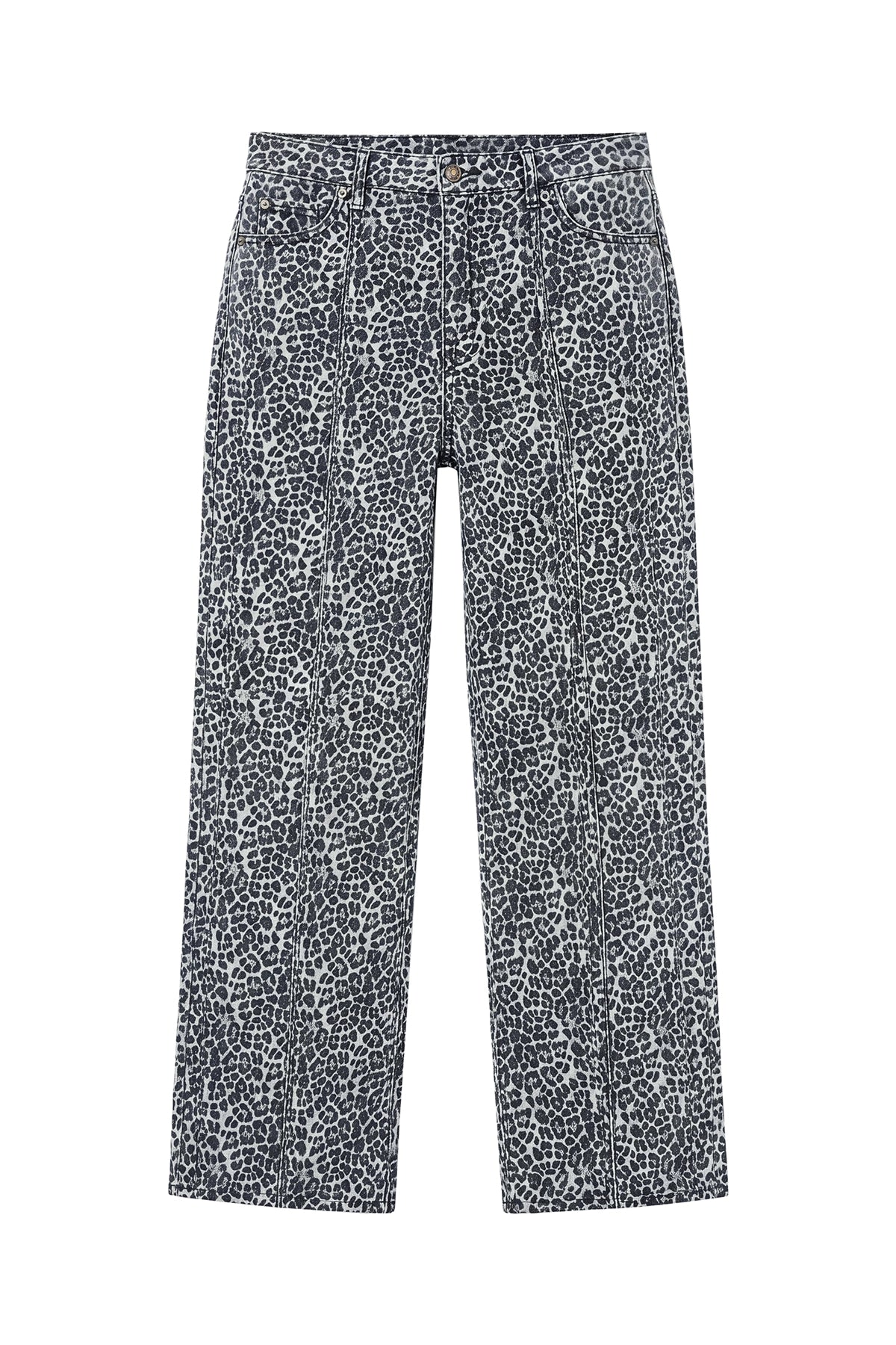 Womens White Leopard Print High Waisted Baggy Jeans | CicyBell