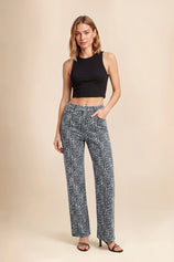 Womens White Leopard Print High Waisted Baggy Jeans | CicyBell