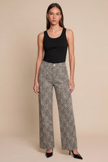 Womens White Leopard Print Straight Leg Jeans | CicyBell