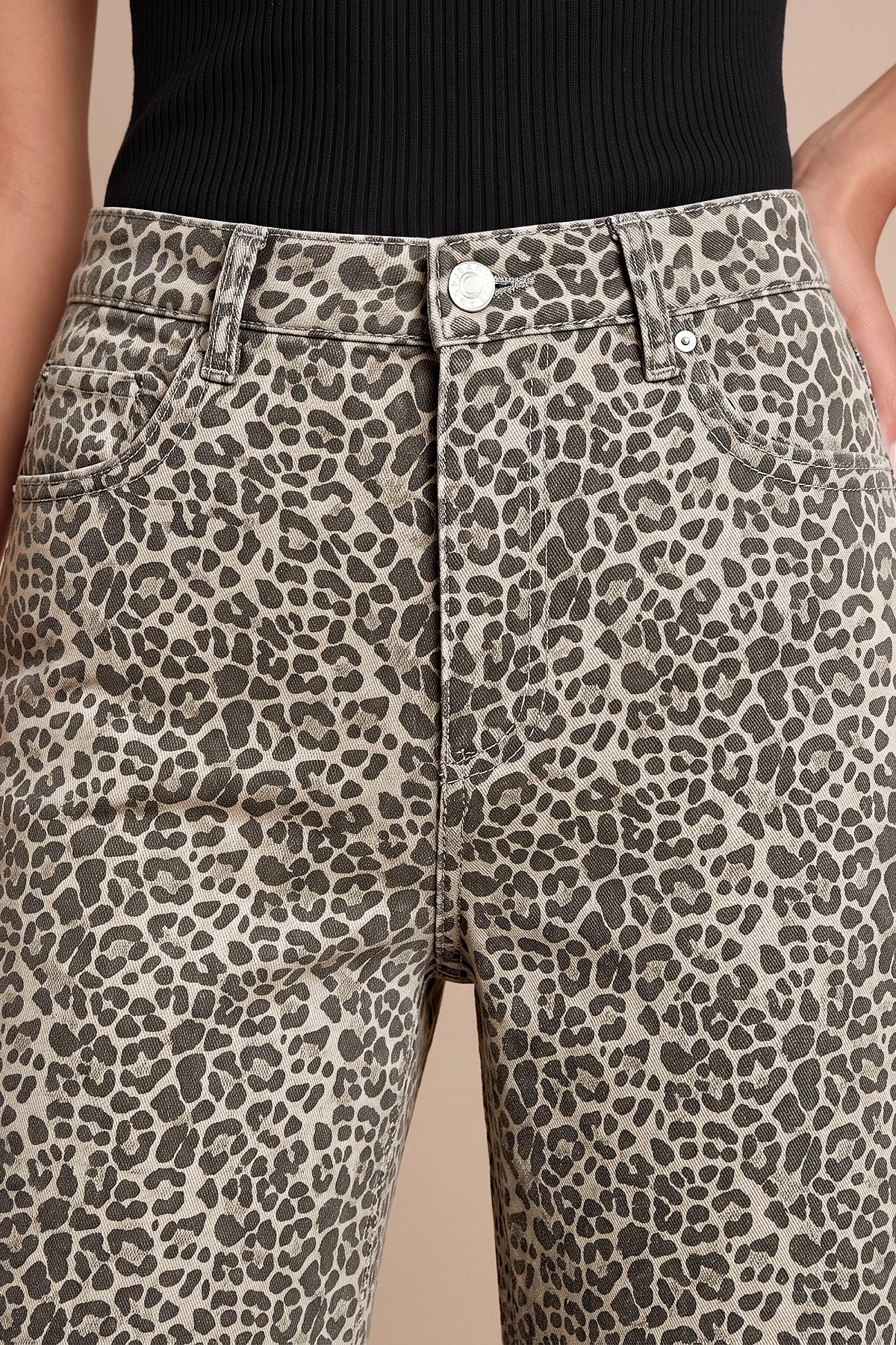 Womens White Leopard Print Straight Leg Jeans | CicyBell