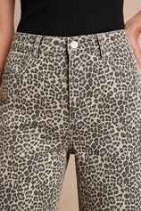 Womens White Leopard Print Straight Leg Jeans | CicyBell