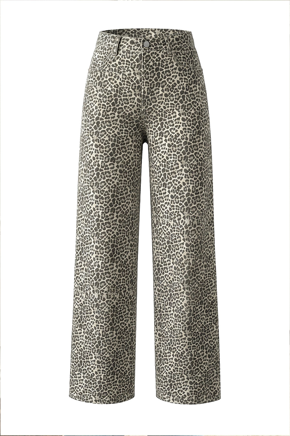 Womens White Leopard Print Straight Leg Jeans | CicyBell