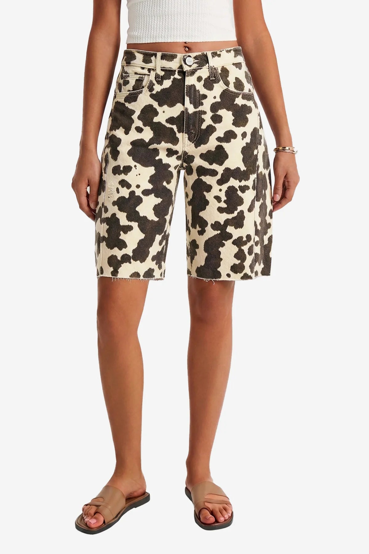 Womens White&black High Waisted Shorts | CicyBell