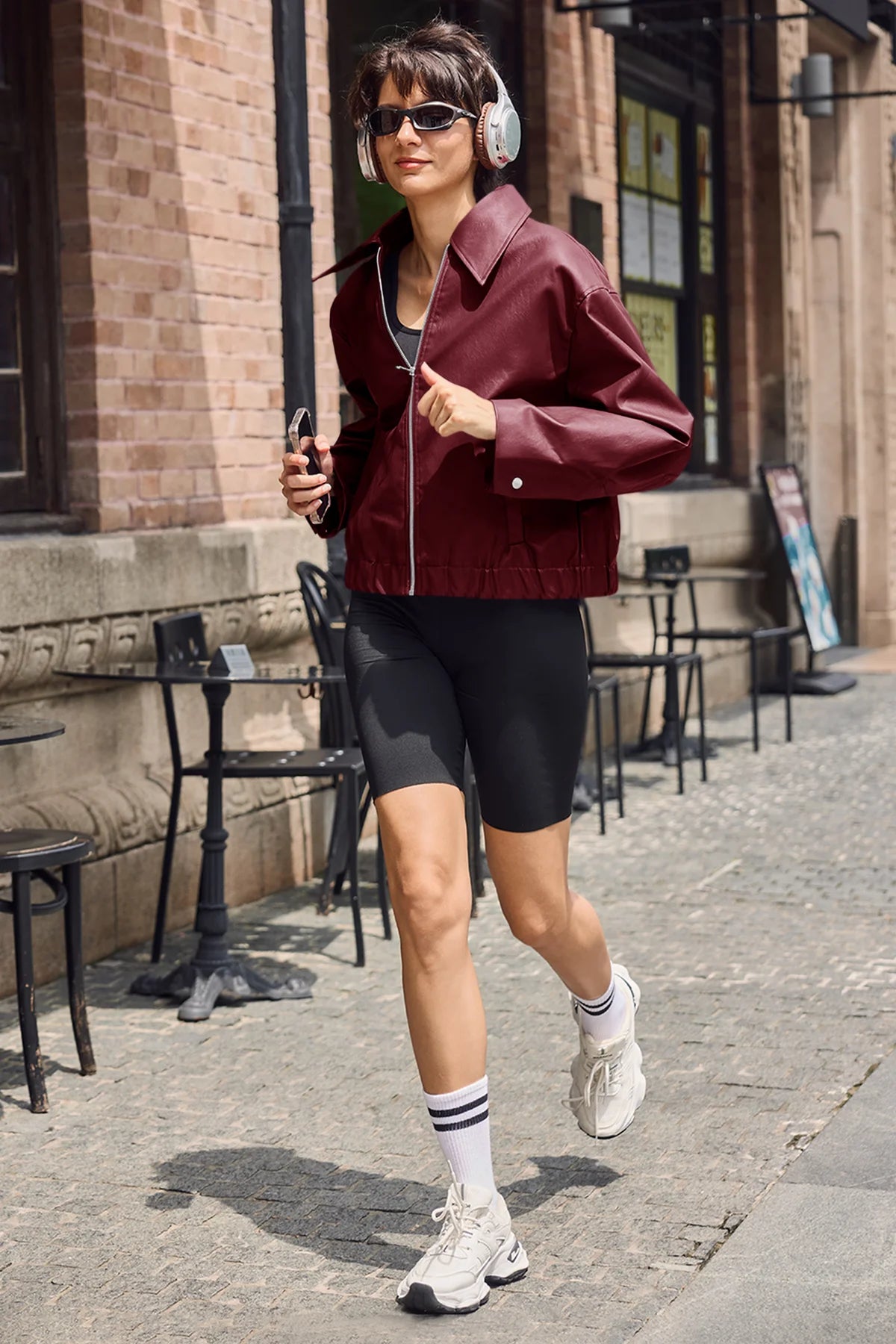 Cicy Bell Womens Wine Red Faux Leather Jacket