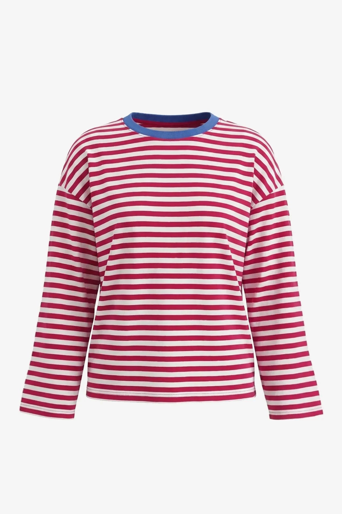 Womens Wine Red Striped Long Sleeve Top | CicyBell