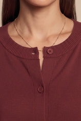 Cicy Bell Womens Wine Red Cardigan Tops