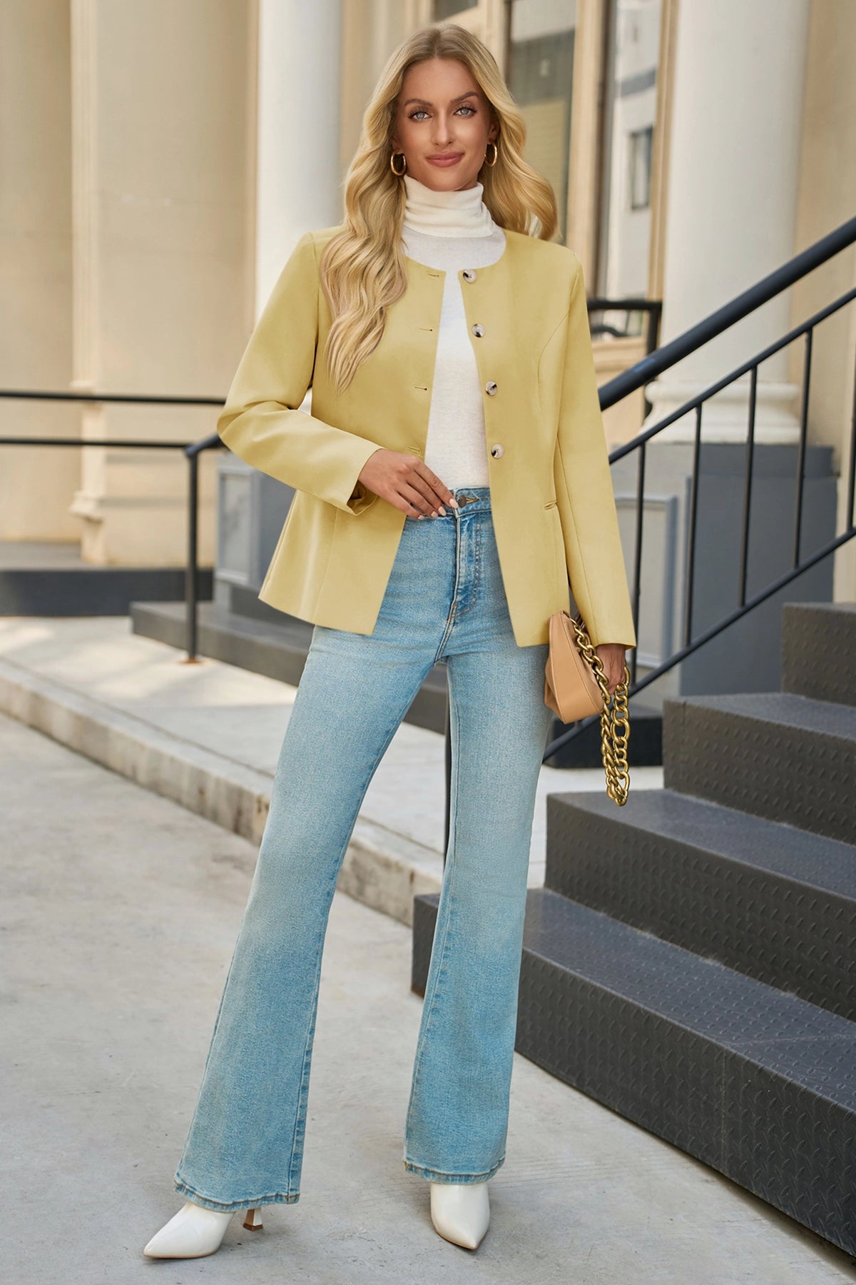 Cicy Bell Womens Yellow Business Blazers