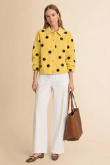 Womens Yellow Polka Dot Denim Jacket | CicyBell
