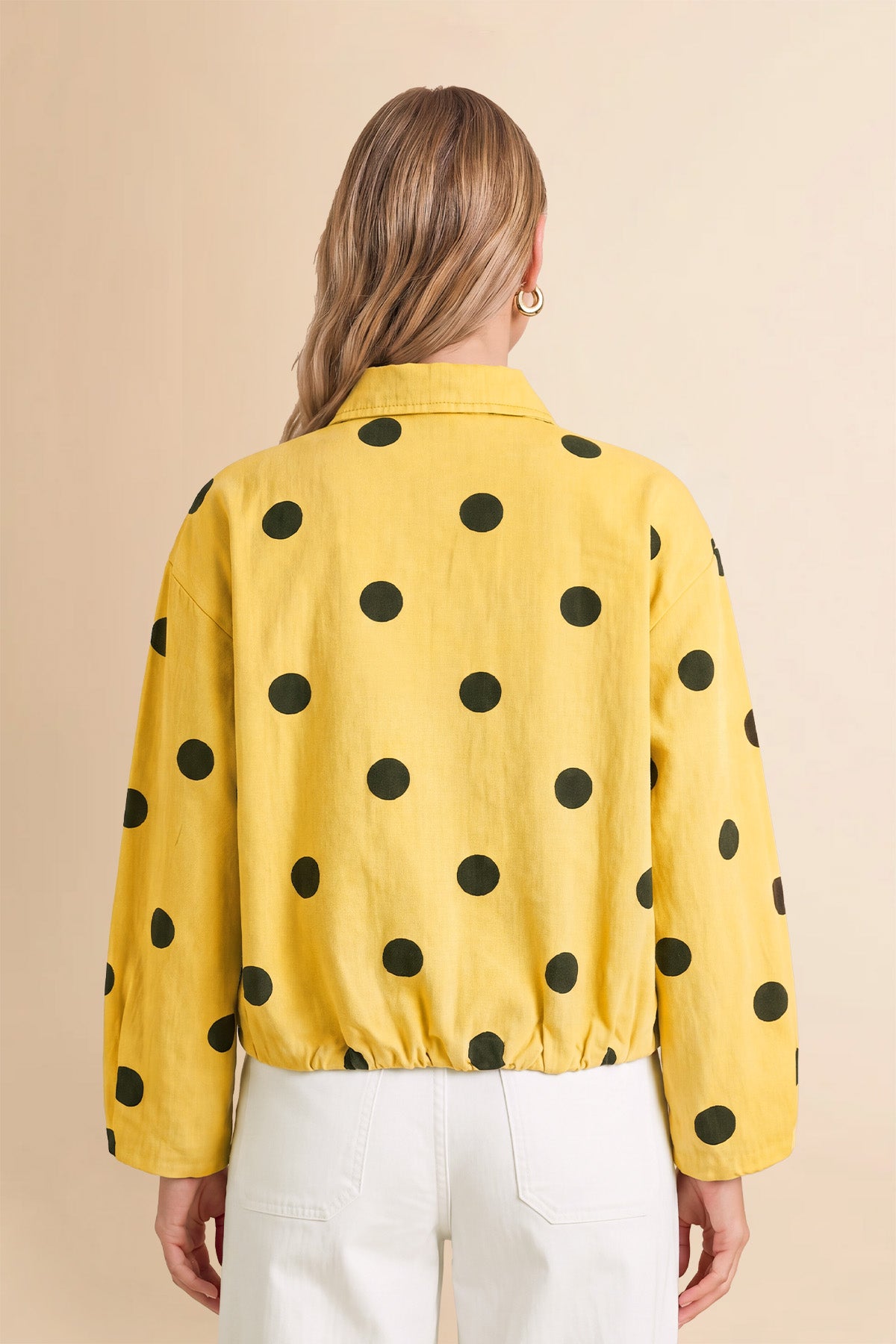 Womens Yellow Polka Dot Denim Jacket | CicyBell