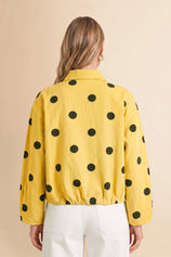 Womens Yellow Polka Dot Denim Jacket | CicyBell