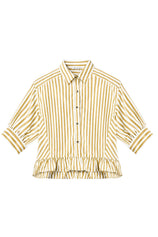 Womens Yellow Ruffle Striped Shirts | CicyBell