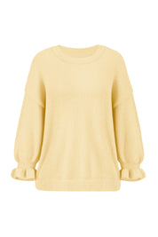 Cicy Bell Womens Yellow Ruffle Sweaters