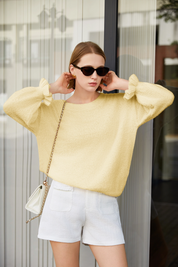 Cicy Bell Womens Yellow Ruffle Sweaters