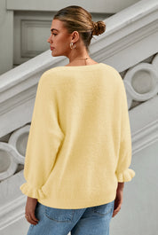 Cicy Bell Womens Yellow Ruffle Sweaters