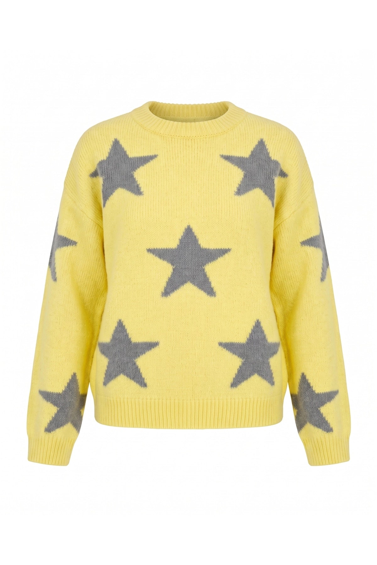Womens Yellow Star Pattern Pullover Sweater | CicyBell