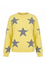 Womens Yellow Star Pattern Pullover Sweater | CicyBell