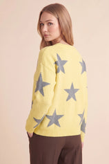 Womens Yellow Star Pattern Pullover Sweater | CicyBell