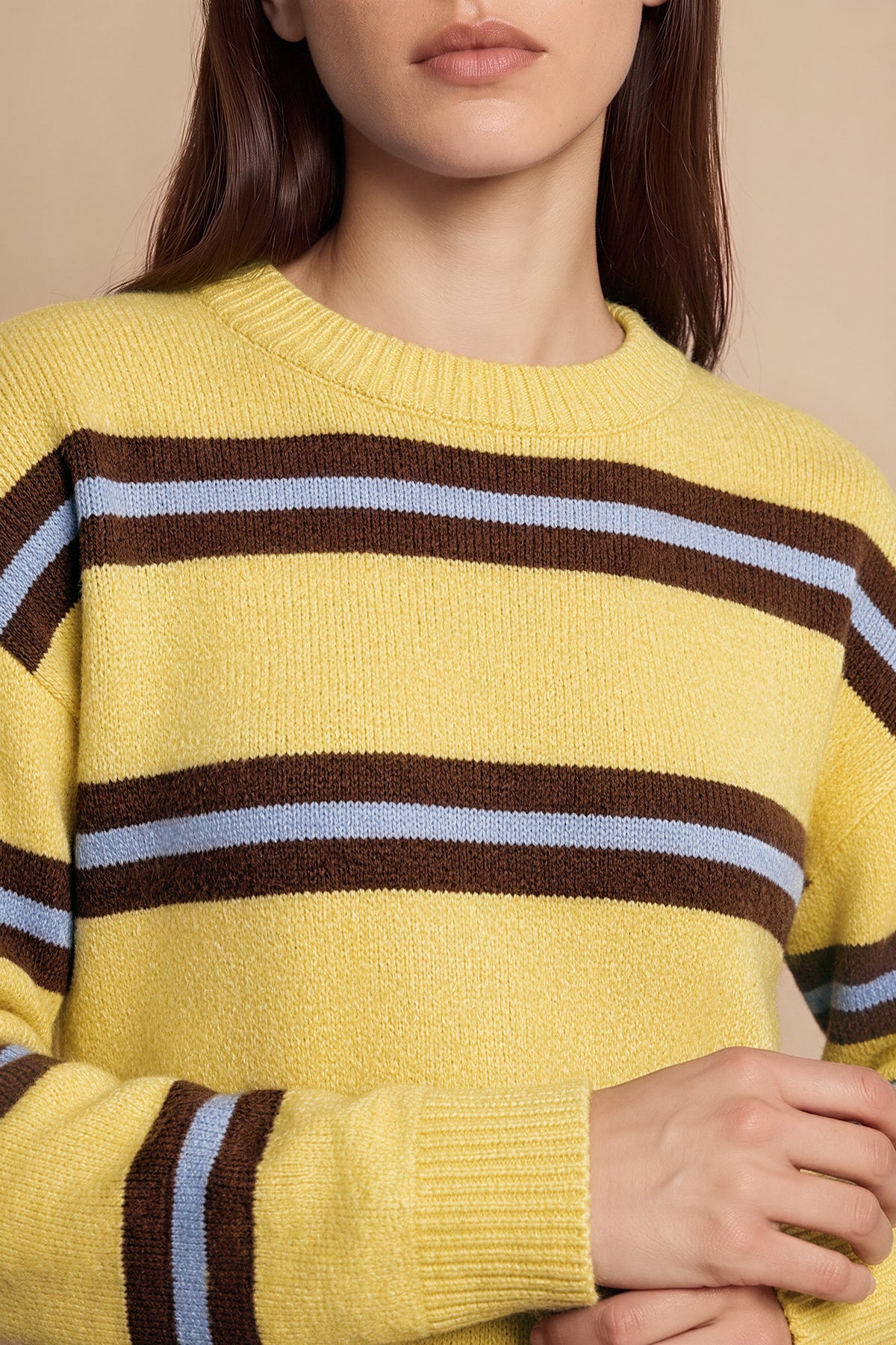 Womens Yellow Striped Pullover Sweater | CicyBell