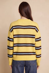 Womens Yellow Striped Pullover Sweater | CicyBell