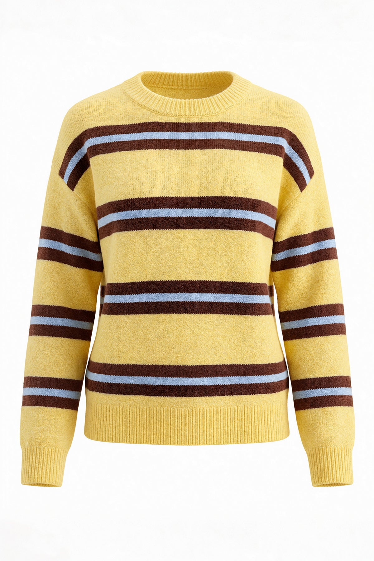Womens Yellow Striped Pullover Sweater | CicyBell