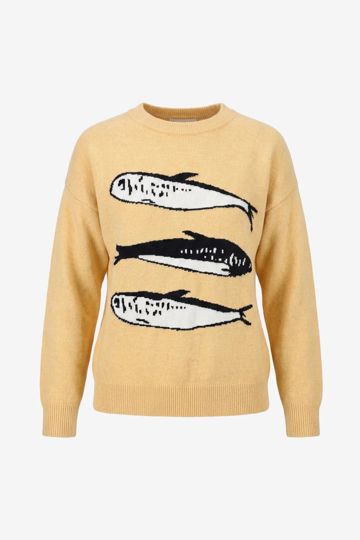 Womens Yellow Fish Graphic Knit Sweaters | CicyBell