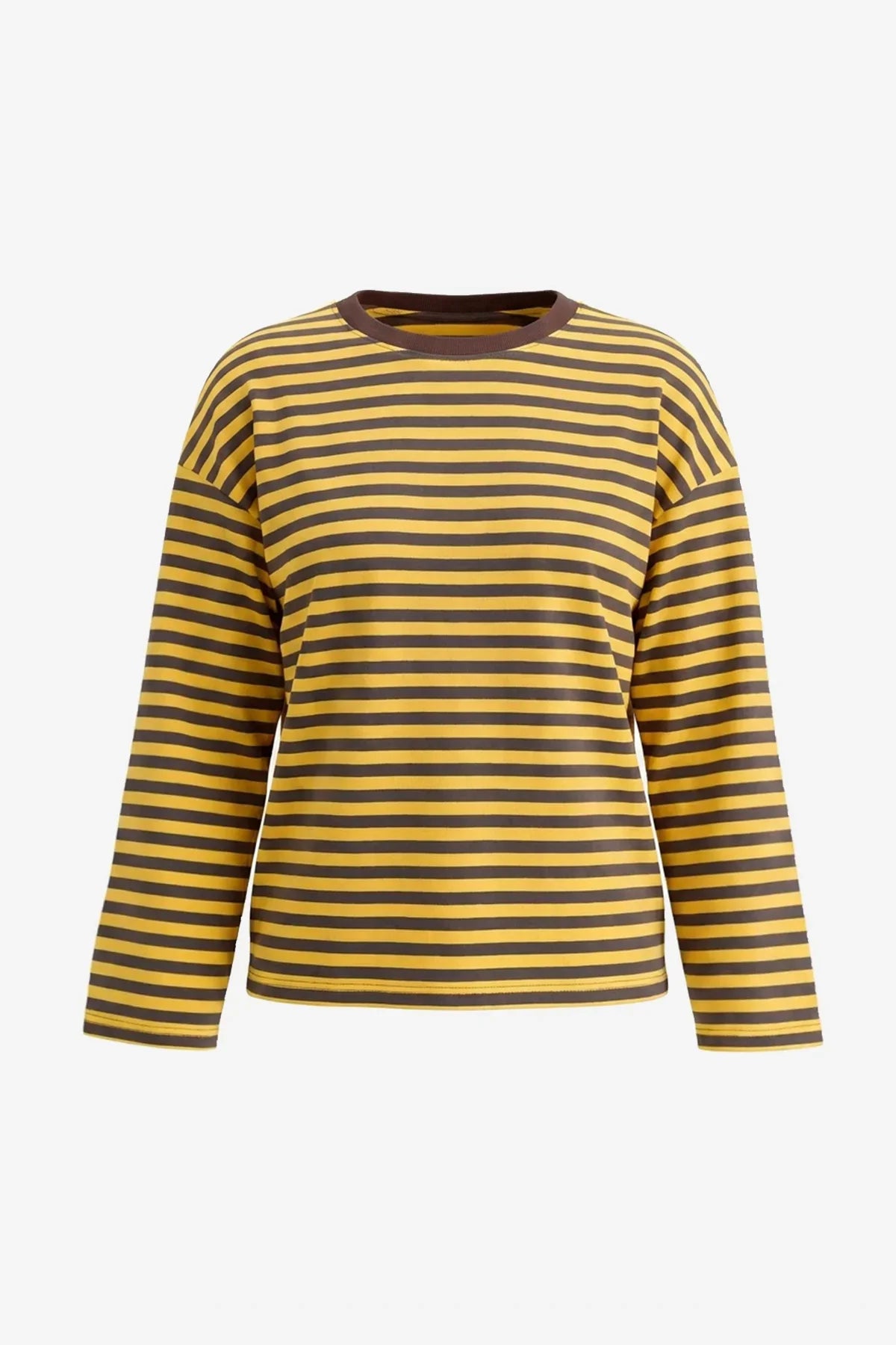 Womens Yellow Striped Long Sleeve Top | CicyBell
