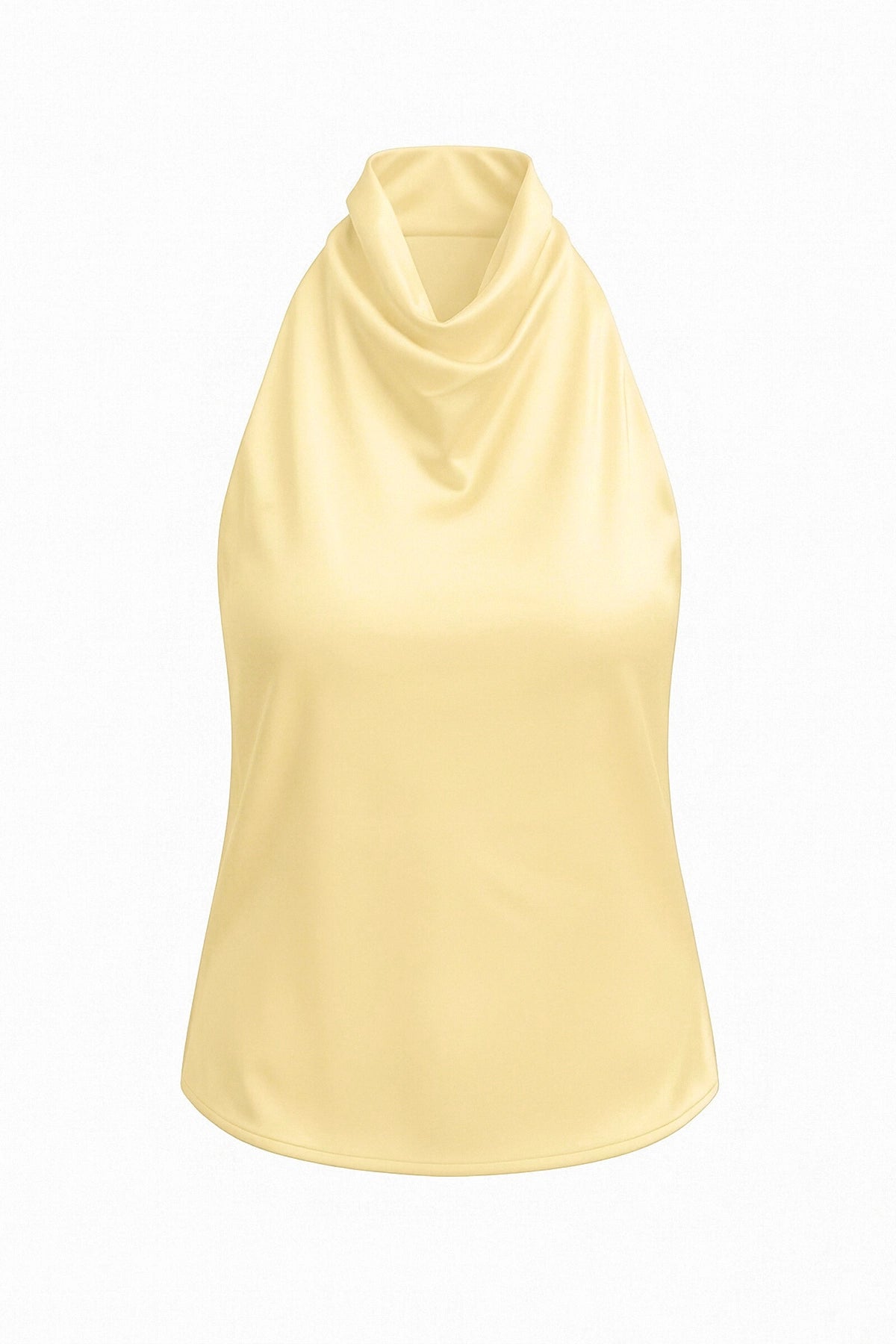 Women Yellow Summer Satin Halter Tank Tops | CicyBell