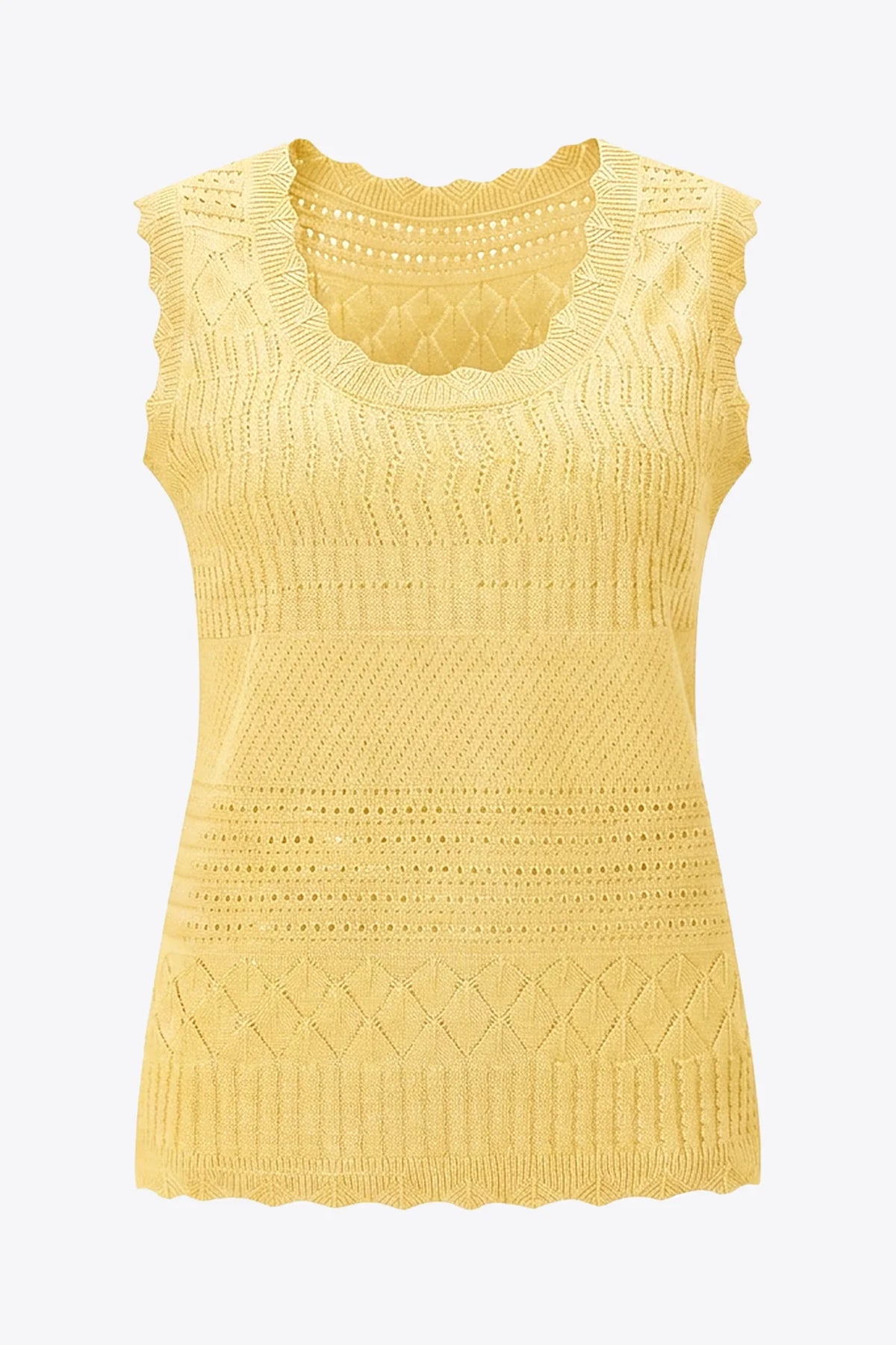Womens Yellow Summer Crochet Tank Tops | CicyBell