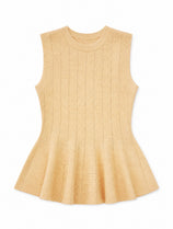 Womens Yellow Pleated Peplum Tank Tops | CicyBell