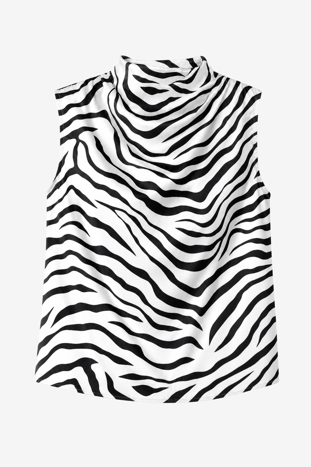 Womens Zebra Mock Neck Satin Tank Tops | CicyBell