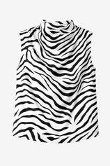 Womens Zebra Mock Neck Satin Tank Tops | CicyBell