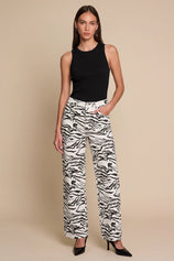 Womens Zebra Print Straight Leg Jeans | CicyBell