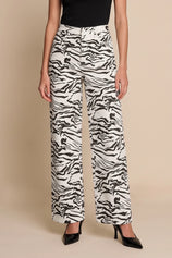 Womens Zebra Print Straight Leg Jeans | CicyBell