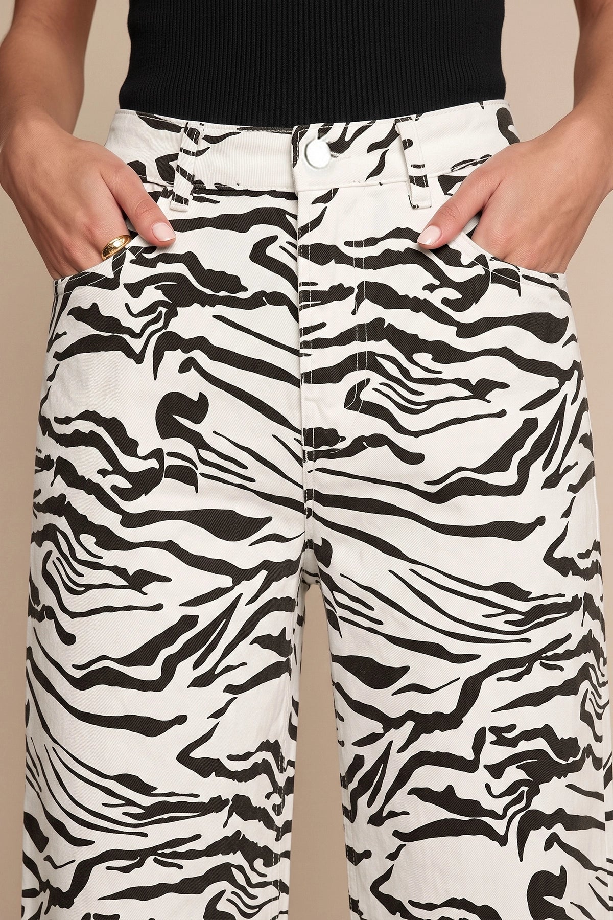 Womens Zebra Print Straight Leg Jeans | CicyBell