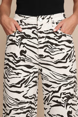 Womens Zebra Print Straight Leg Jeans | CicyBell