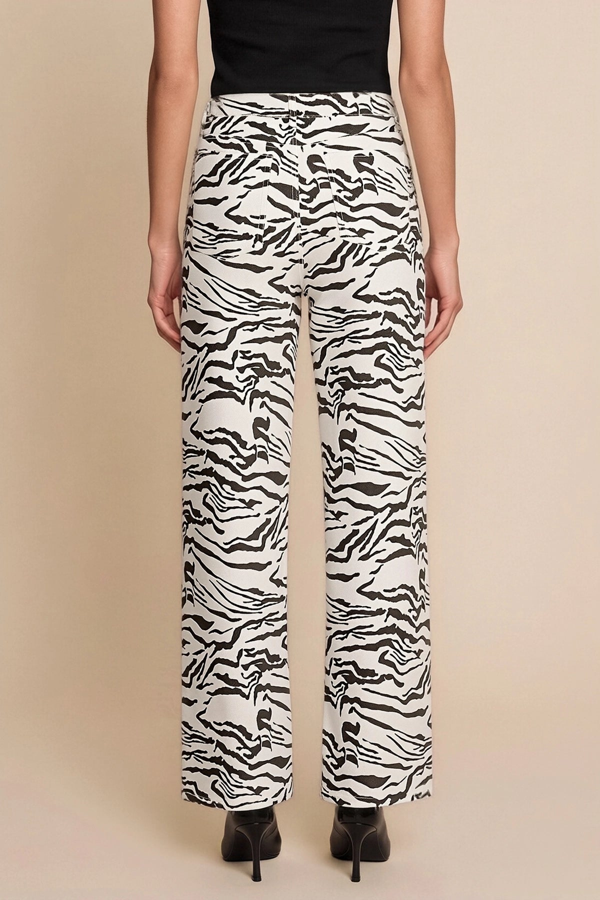 Womens Zebra Print Straight Leg Jeans | CicyBell