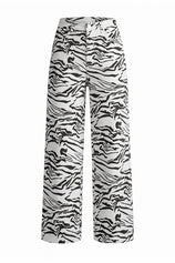 Womens Zebra Print Straight Leg Jeans | CicyBell